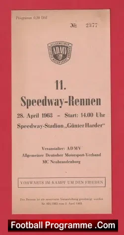 Germany Speedway Programme 1963 – Nuremberg German Renne