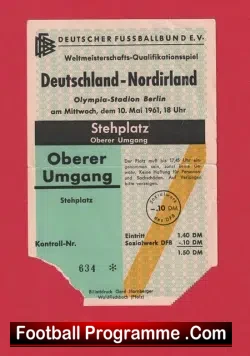 Germany v Northern Ireland 1961 – Football Ticket Deutschland