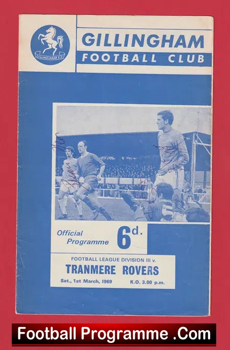 Gillingham v Tranmere Rovers 1969 – Autographed SIGNED