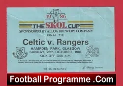 Glasgow Celtic v Glasgow Rangers 1986 – Cup Final Ticket