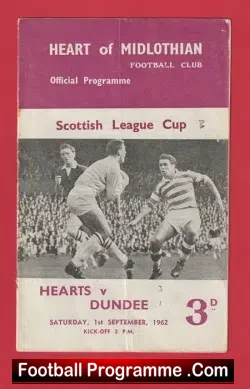 Heart Of Midlothinan v Dundee 1962 - Autographed SIGNED - football programme