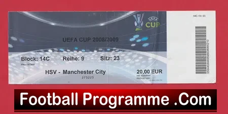 HSV Hamburg v Manchester City 2009 – UEFA Cup Football Ticket