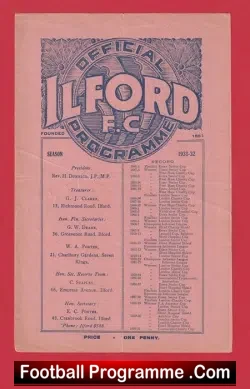 Ilford v Nunhead 1931 - 1930s Football Memorabilia - football programme