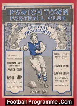 Ipswich Town v Clapton Orient 1939 – Pre War Football Programmes