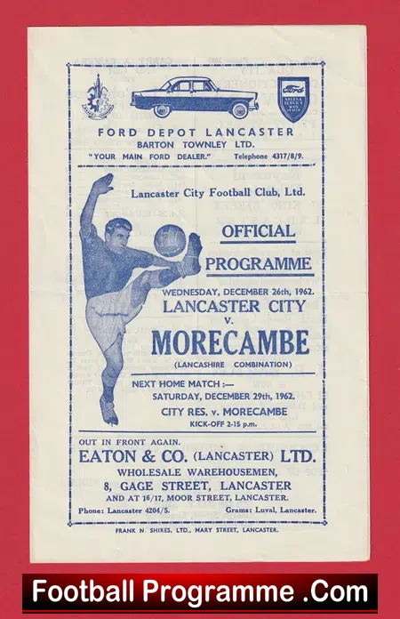 Lancaster City v Morecambe 1962