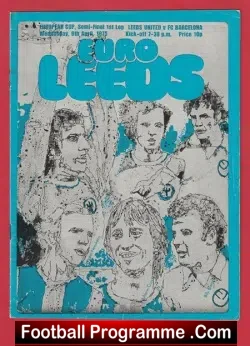 Leeds United v Barcelona 1975 - European Cup Semi Final - football programme