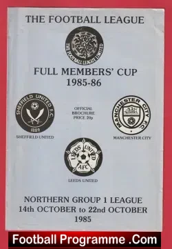 Leeds United v Manchester City 1985 - Full Members Cup Sheffield - football programme