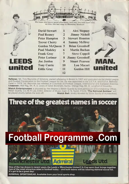 Leeds United v Manchester United 1977 - Semi Final Hillsborough