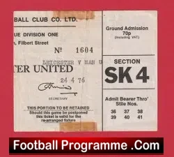 Leicester City v Manchester United 1976 – Football Ticket