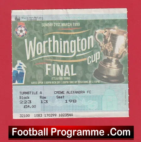 Leicester City v Tottenham 1999 Football Ticket League Cup Final