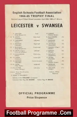 Leicester v Swansea 1965 - School Boys Cup Final - football programme