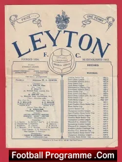 Leyton v Dulwich Hamlet 1931 – 1930’s Pre War Football Programme