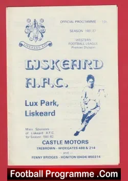 Liskeard v Falmouth Town 1981 + Wellington
