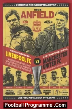 Liverpool v Manchester United 2016 - Europa League - football programme