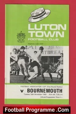 Luton Town v Bournemouth 1969 - football programme