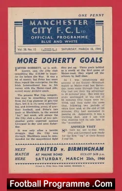 Manchester City v Liverpool 1944 - War Time Issue