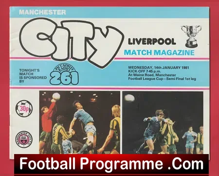 Manchester City v Liverpool 1981 - League Cup Semi Final
