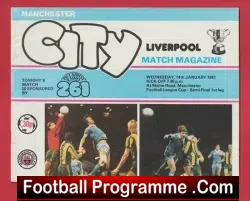 Manchester City v Liverpool 1981 - League Cup Semi Final - football programme