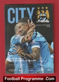 Manchester City v WBA 2016 - Multi Autographed SIGNED + Kompany - football programme