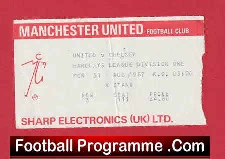 Manchester United v Chelsea 1987 – Man Utd Football Ticket