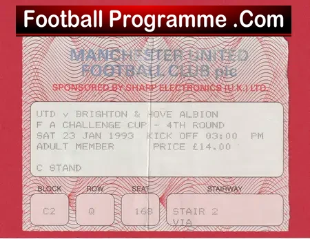 Manchester United v Crystal Palace 1993 – Football Ticket