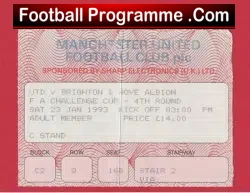 Manchester United v Crystal Palace 1993 – Football Ticket