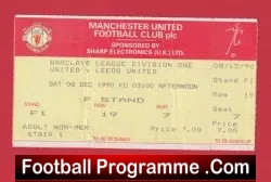 Manchester United v Leeds United 1990 – Football Ticket