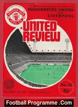 Manchester United v Liverpool 1972 - Man Utd 70s - football programme