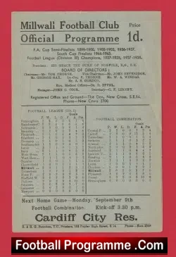 Millwall v Swindon Town 1946 – Football Combination League
