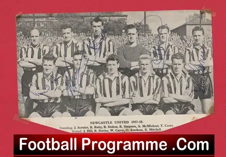 Newcastle United Football Club Multi Autographed SIGNED 1950s