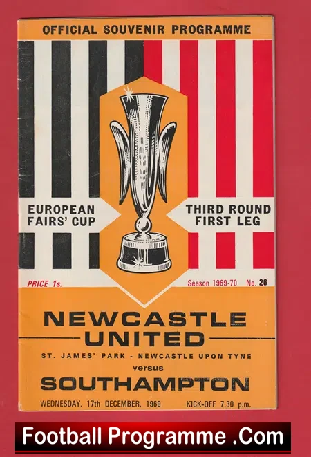 Newcastle United v Southampton 1969 – European Fairs Cup