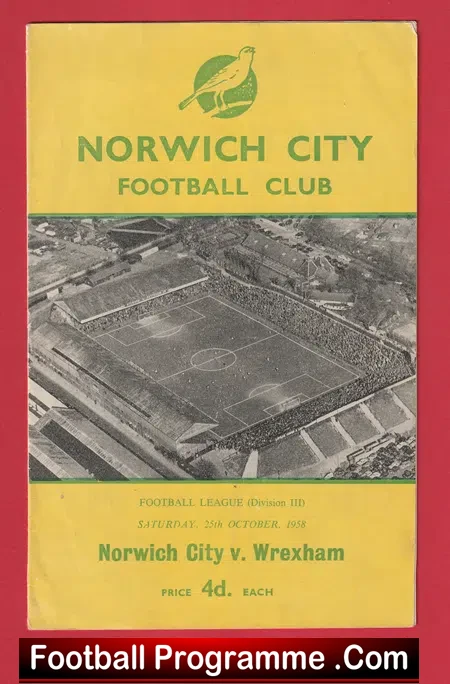 Norwich City v Wrexham 1958 – Multi Autographed SIGNED