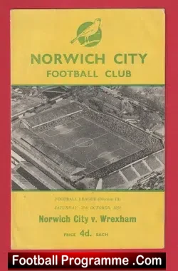 Norwich City v Wrexham 1958 – Multi Autographed SIGNED
