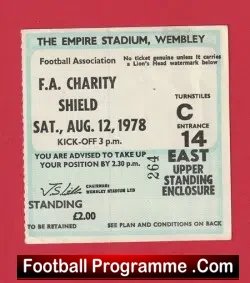 Nottingham Forest v Ipswich Town 1978 – Charity Shield Ticket