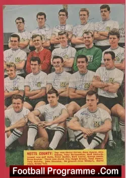 Notts County Football Club Multi Autographed SIGNED 1962 1963