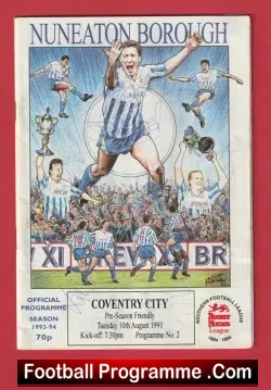 Nuneaton Borough v Coventry City 1993 – Multi Autographed SIGNED
