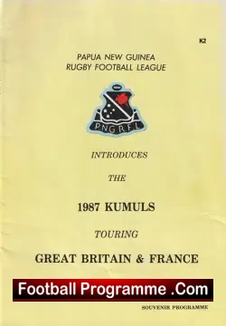 Papua New Guinea Rugby Team - Great Britain Tour Brochure 1987 - rugby programme