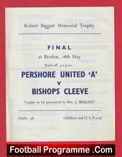 Pershore United v Bishops Cleeve 1950s – Robert Biggart Memorial