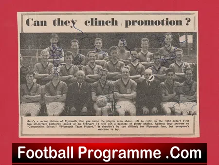 Plymouth Argyle Football Club Multi Autographed Picture SIGNED