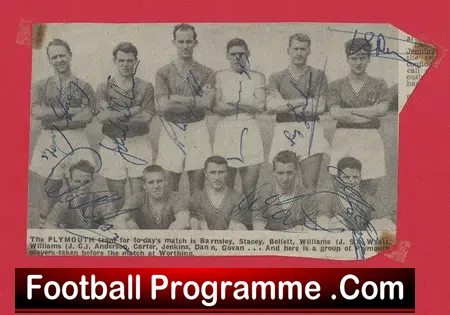 Plymouth Argyle Football Club Multi Autographed SIGNED 1950s 60s
