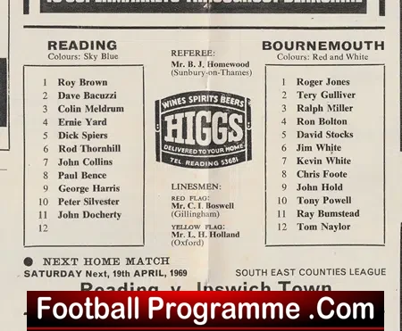 Reading v Bournemouth 1969