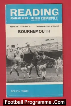 Reading v Bournemouth 1969 - football programme