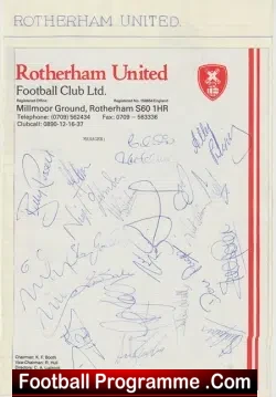 Rotherham United Football Club 1991 92 Multi Autographed SIGNED - football programme