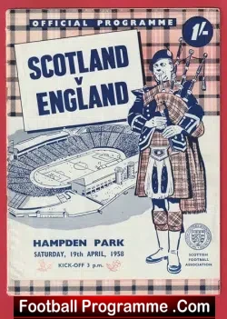 Scotland v England 1958 - Bobby Charlton First Game - football programme