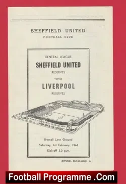 Sheffield United v Liverpool 1964 - Reserves Game + Lawler - football programme