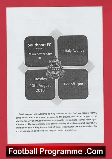 Southport v Manchester City 2010 - Haig Avenue