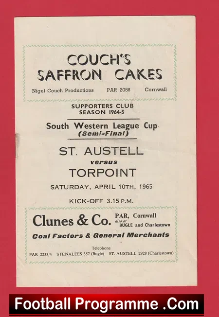 St Austell v Torpoint 1965 – South West League Semi Final