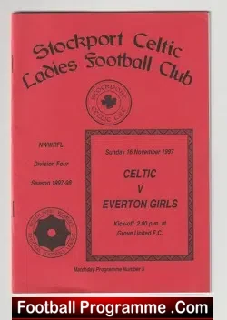 Stockport Celtic Ladies v Everton Girls 1997 - Womens Football - football programme