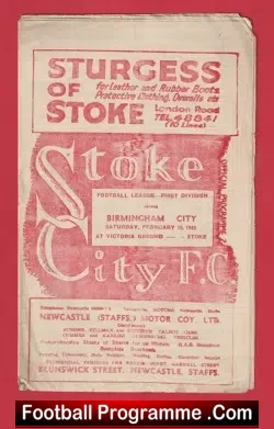 Stoke City v Birmingham City 1949 – Football Programmes