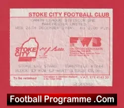 Stoke City v Manchester United 1984 – Football Ticket